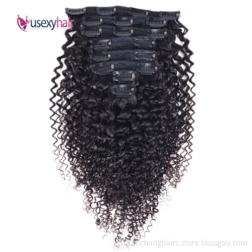 USEXY 100 Brazilian Human Hair Seamless Clip In Hair Extension For White Woman, Afro Hair Extension Clip In Remy
